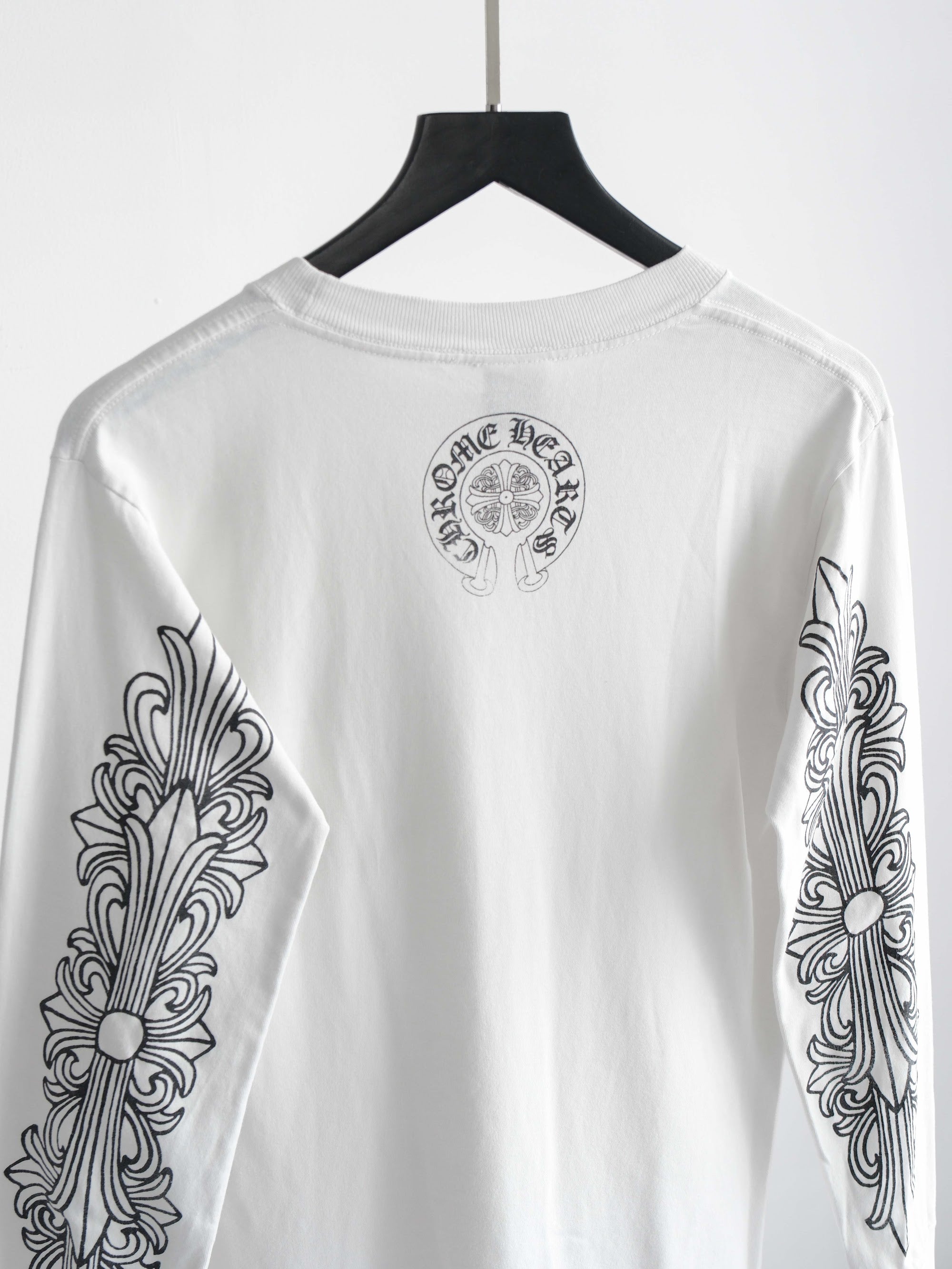 1990s CHROME HEARTS WHITE DOUBLE FLORAL LS T-SHIRT