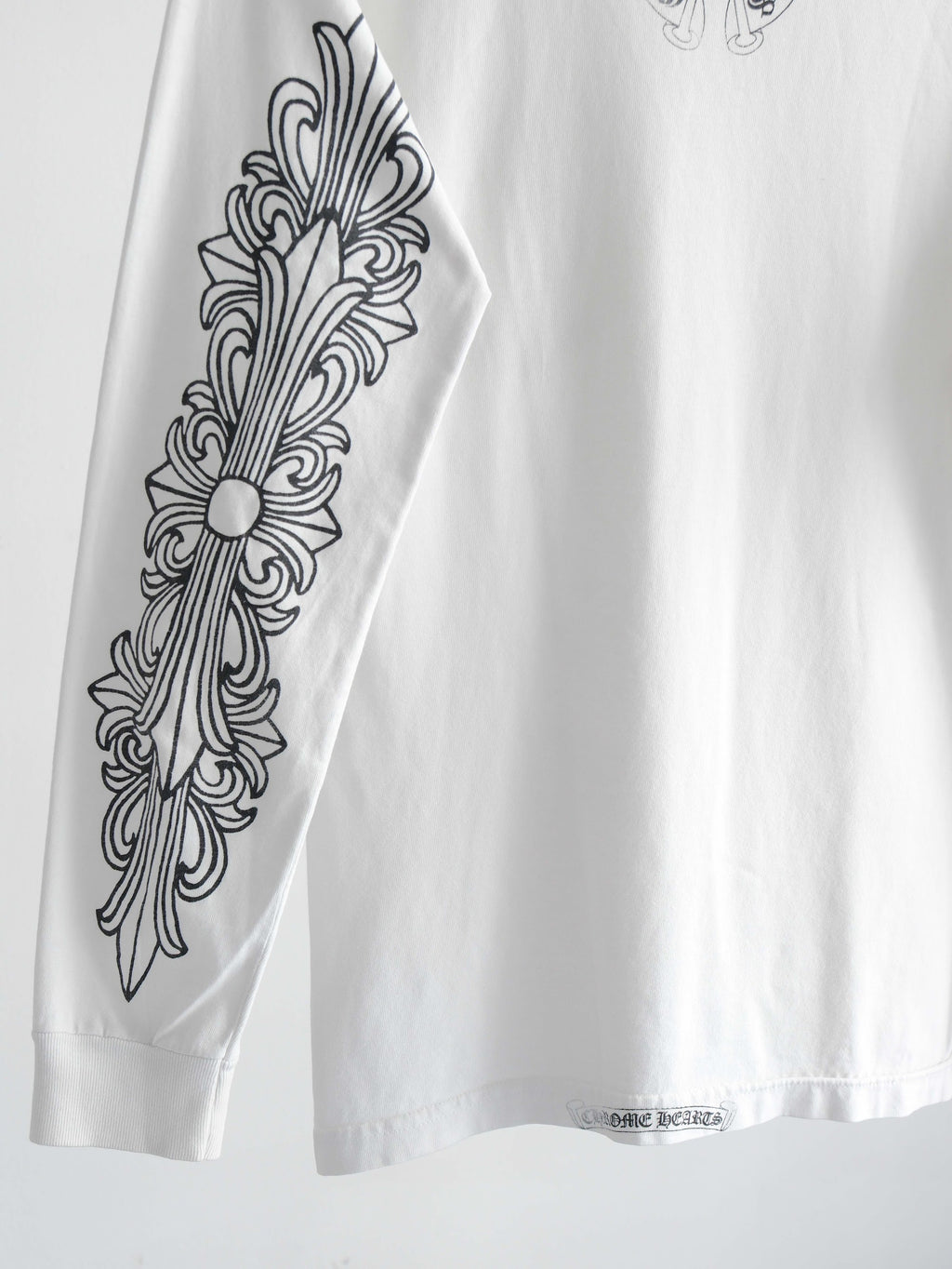 1990s CHROME HEARTS WHITE DOUBLE FLORAL LS T-SHIRT