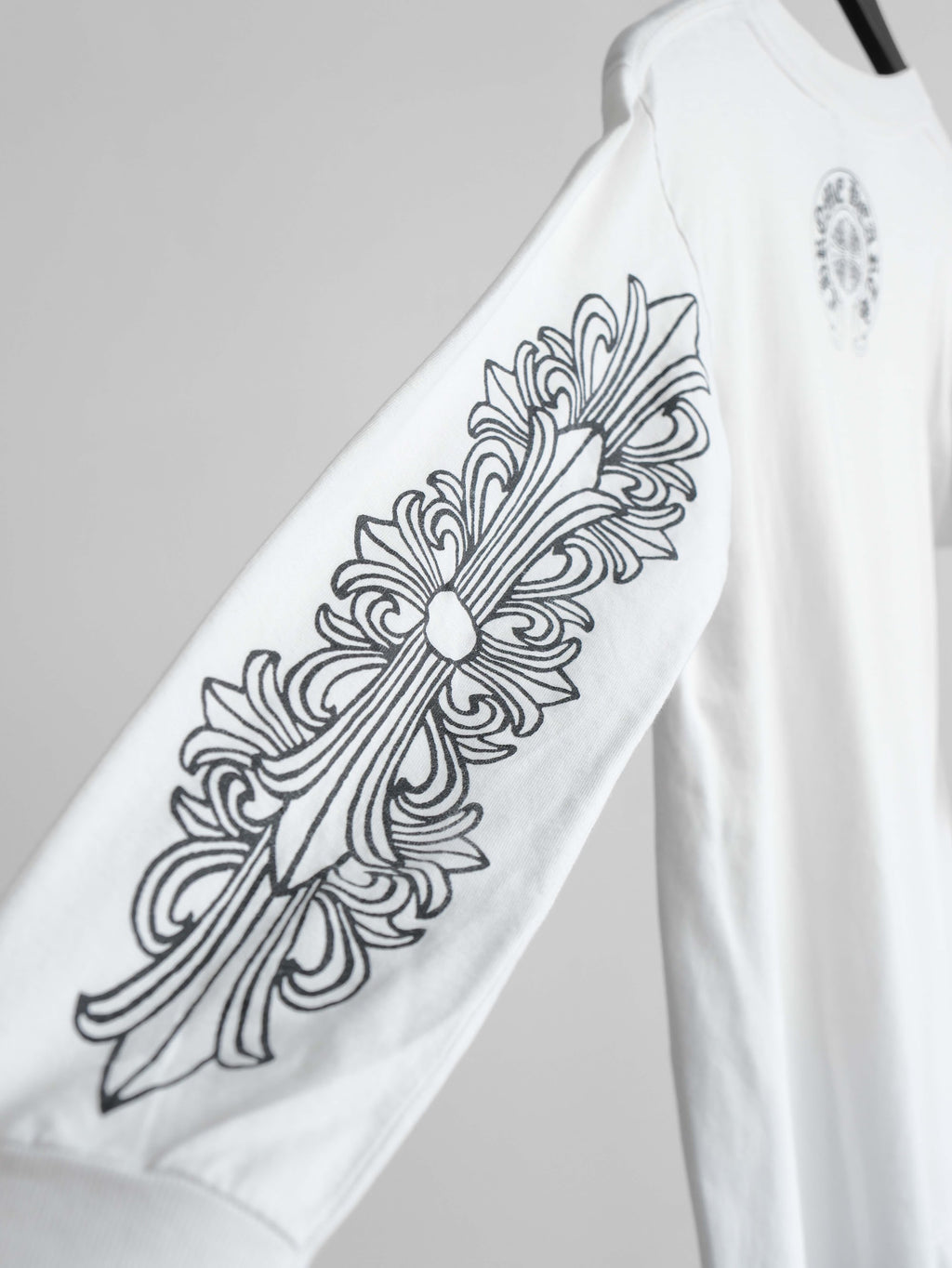 1990s CHROME HEARTS WHITE DOUBLE FLORAL LS T-SHIRT