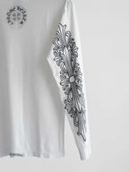 1990s CHROME HEARTS WHITE DOUBLE FLORAL LS T-SHIRT