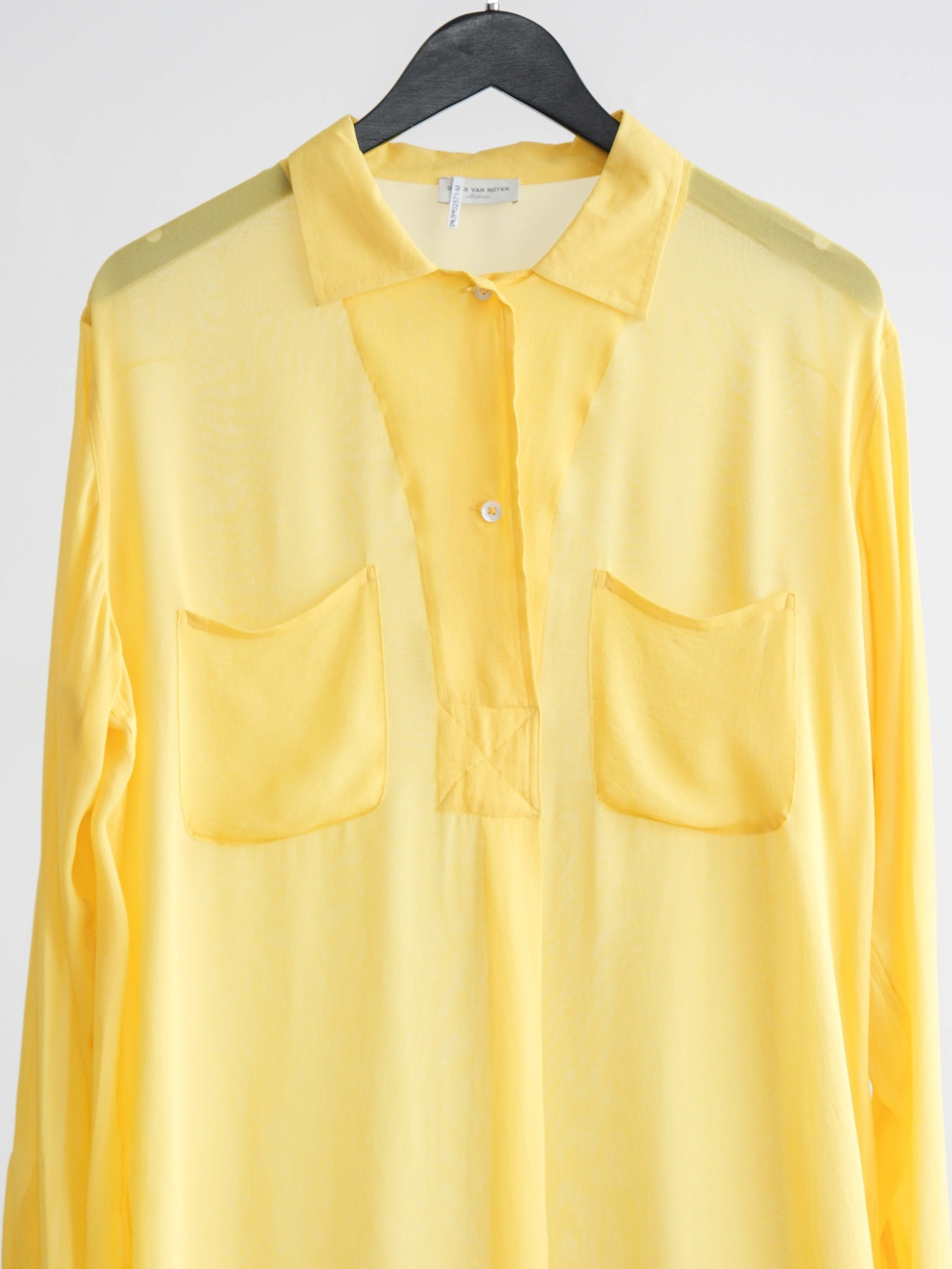 1990s DRIES VAN NOTEN MESH / NET YELLOW LS SHIRT