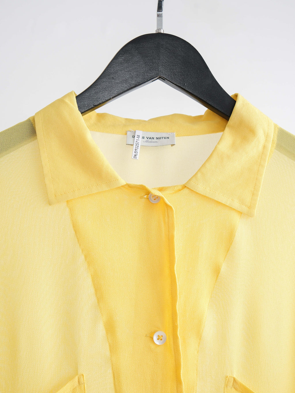 1990s DRIES VAN NOTEN MESH / NET YELLOW LS SHIRT