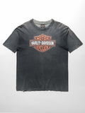 1990s HARLEY DAVIDSON BLACK FADED BAR & SHIELD T-SHIRT