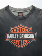 1990s HARLEY DAVIDSON BLACK FADED BAR & SHIELD T-SHIRT