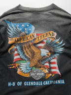 1990s HARLEY DAVIDSON BLACK FADED BAR & SHIELD T-SHIRT