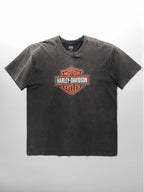 1990s HARLEY DAVIDSON BLACK FADED LOGO T-SHIRT