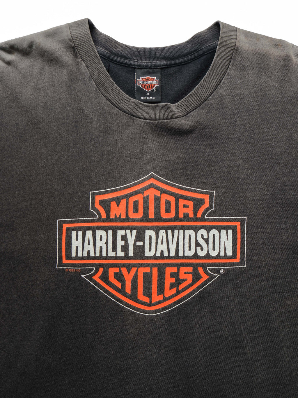 1990s HARLEY DAVIDSON BLACK FADED LOGO T-SHIRT