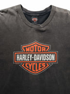 1990s HARLEY DAVIDSON BLACK FADED LOGO T-SHIRT