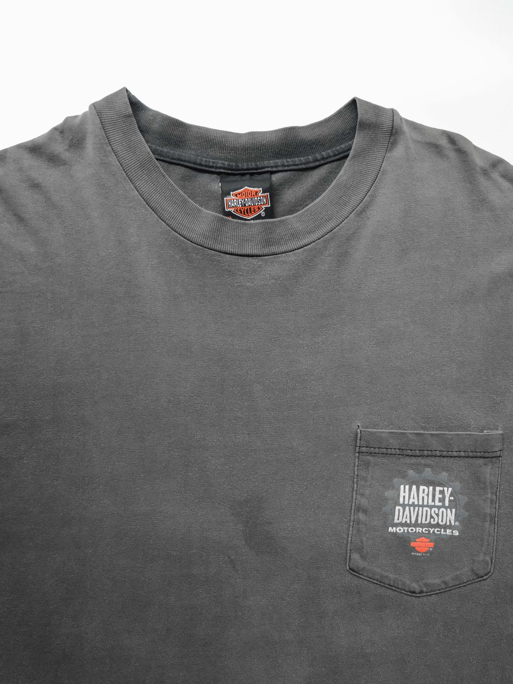 1990s HARLEY DAVIDSON BLACK FADED POCKET T-SHIRT