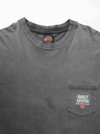 1990s HARLEY DAVIDSON BLACK FADED POCKET T-SHIRT
