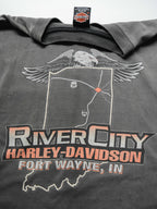 1990s HARLEY DAVIDSON BLACK FADED POCKET T-SHIRT