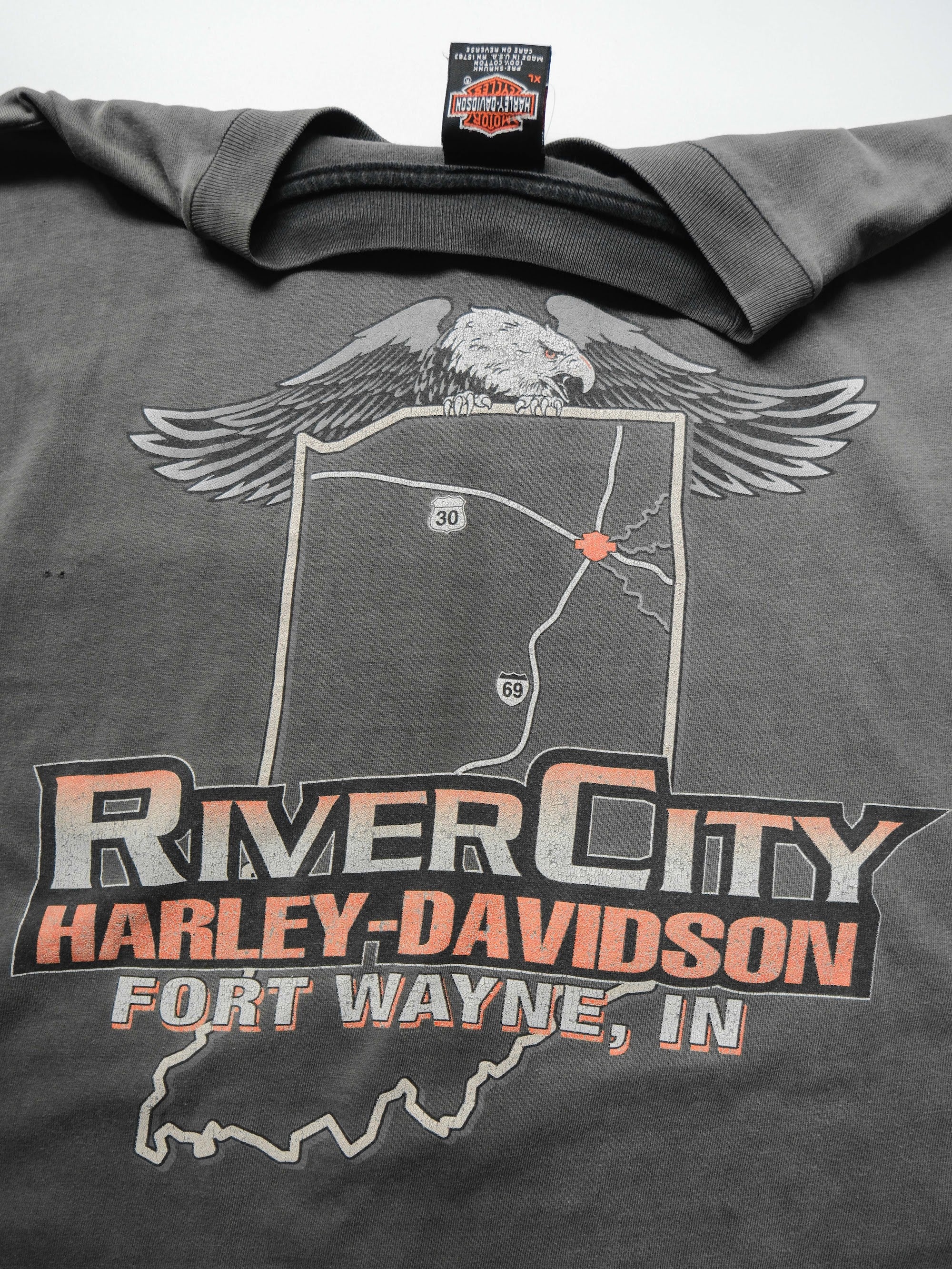 1990s HARLEY DAVIDSON BLACK FADED POCKET T-SHIRT