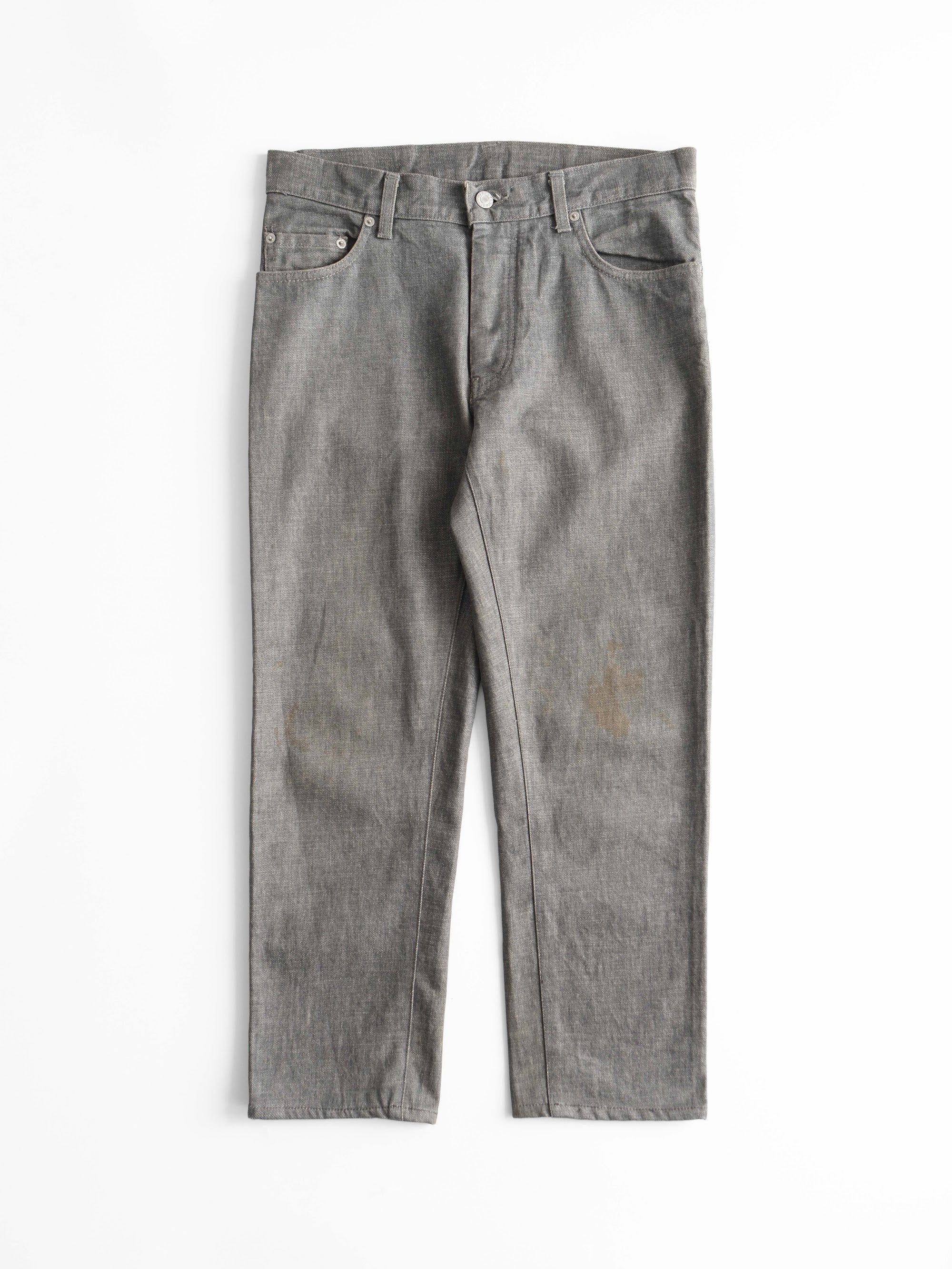 1990s HELMUT LANG GREY RUNWAY RAW DENIM JEANS