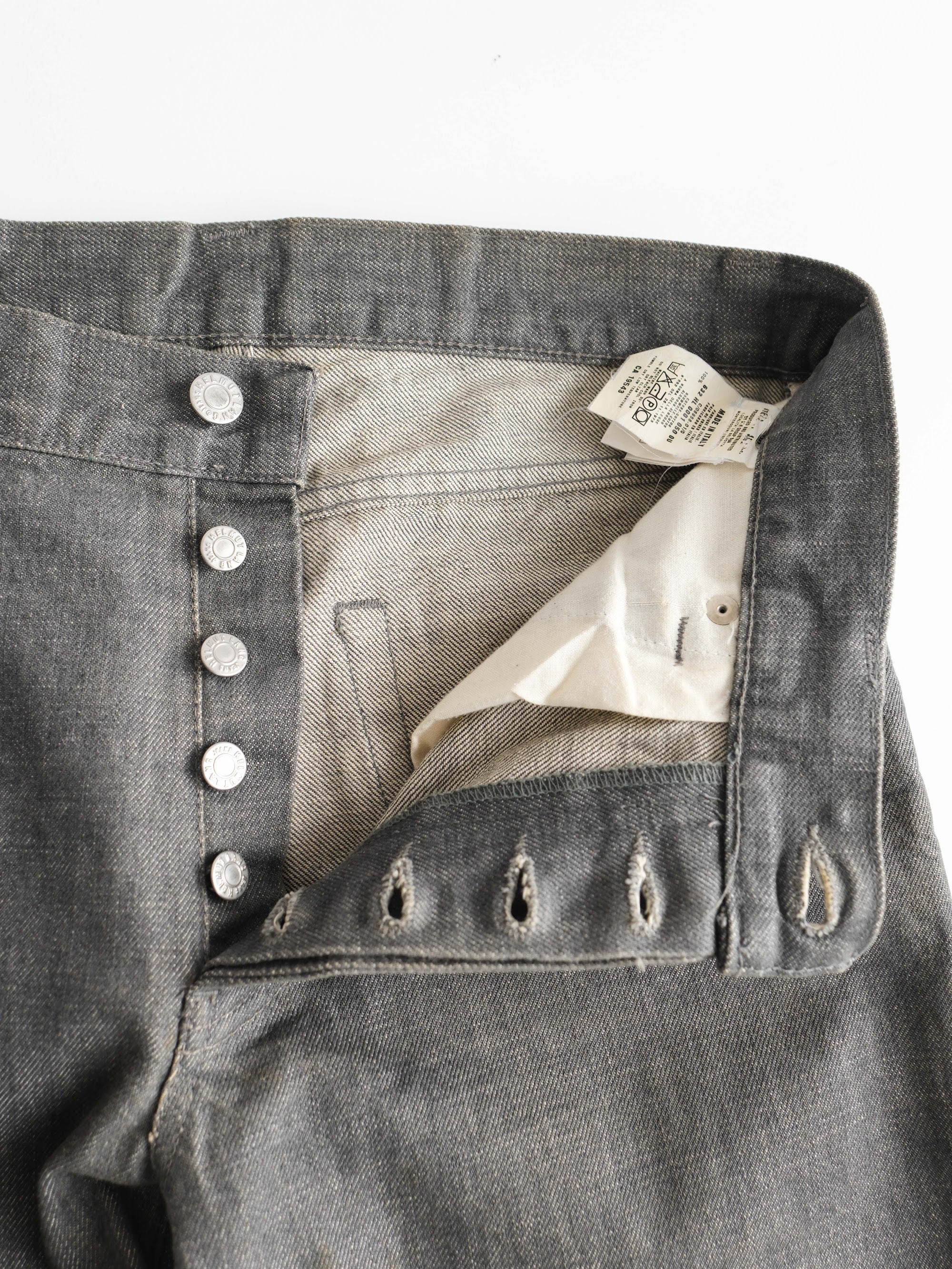 1990s HELMUT LANG GREY RUNWAY RAW DENIM JEANS
