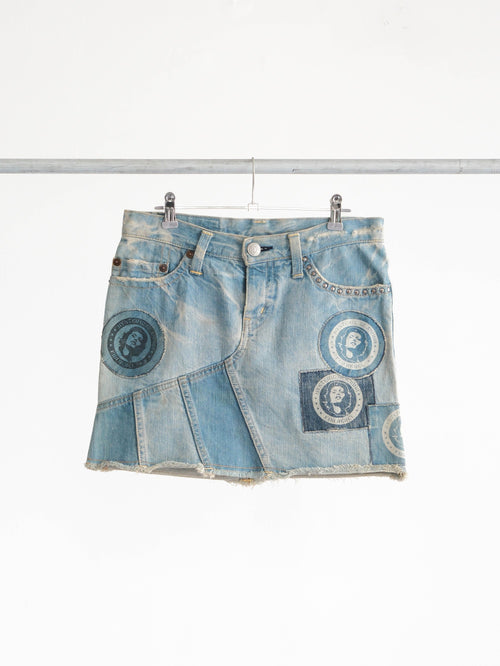 1990s HYSTERIC GLAMOUR PATCHWORK DENIM SKIRT