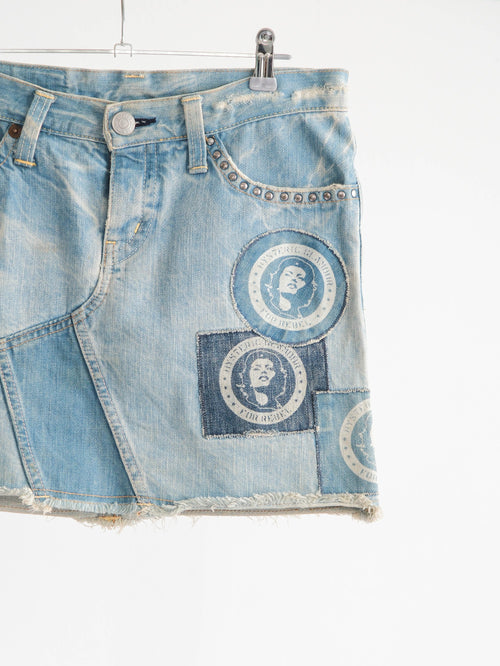 1990s HYSTERIC GLAMOUR PATCHWORK DENIM SKIRT