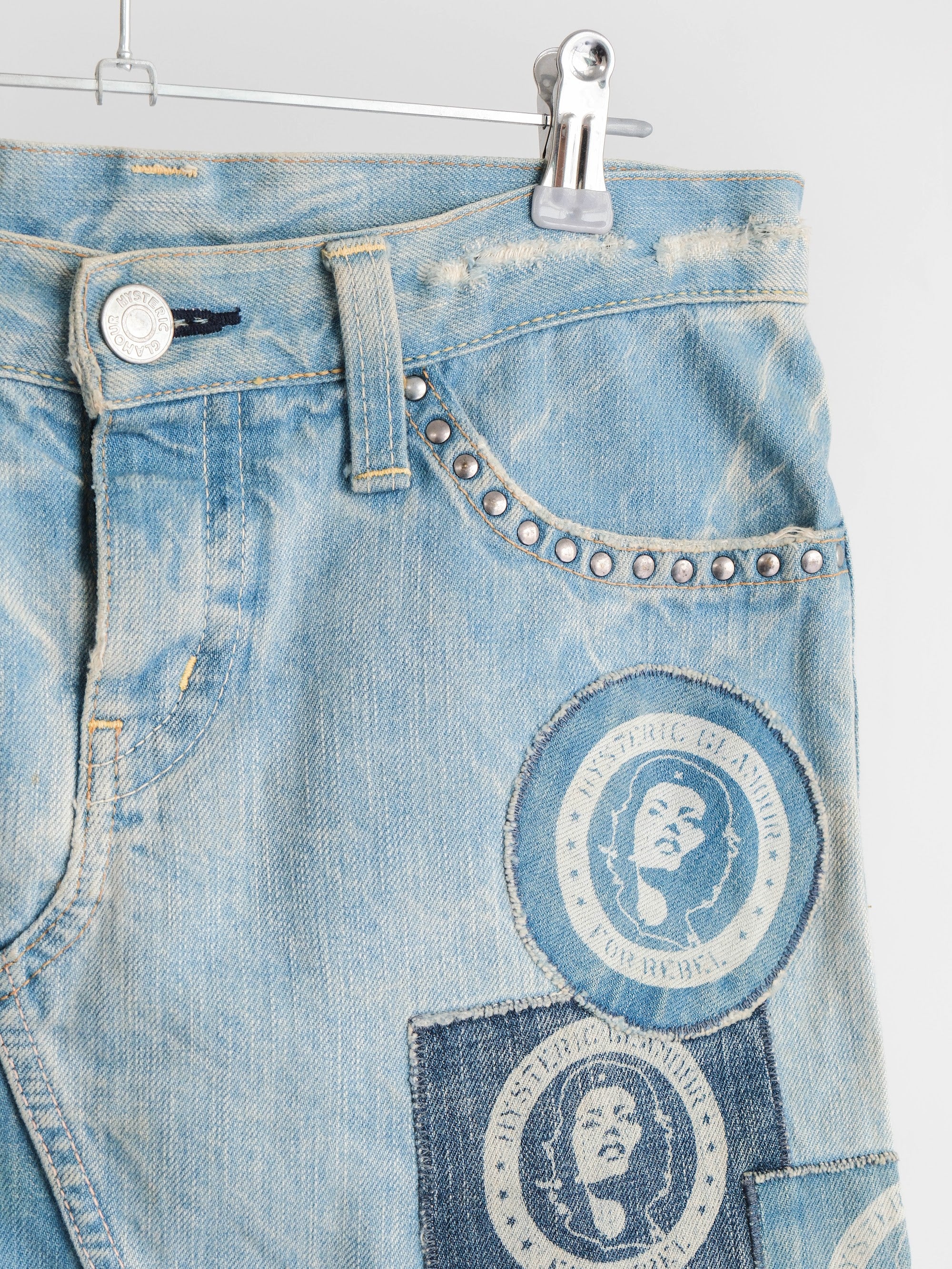 1990s HYSTERIC GLAMOUR PATCHWORK DENIM SKIRT