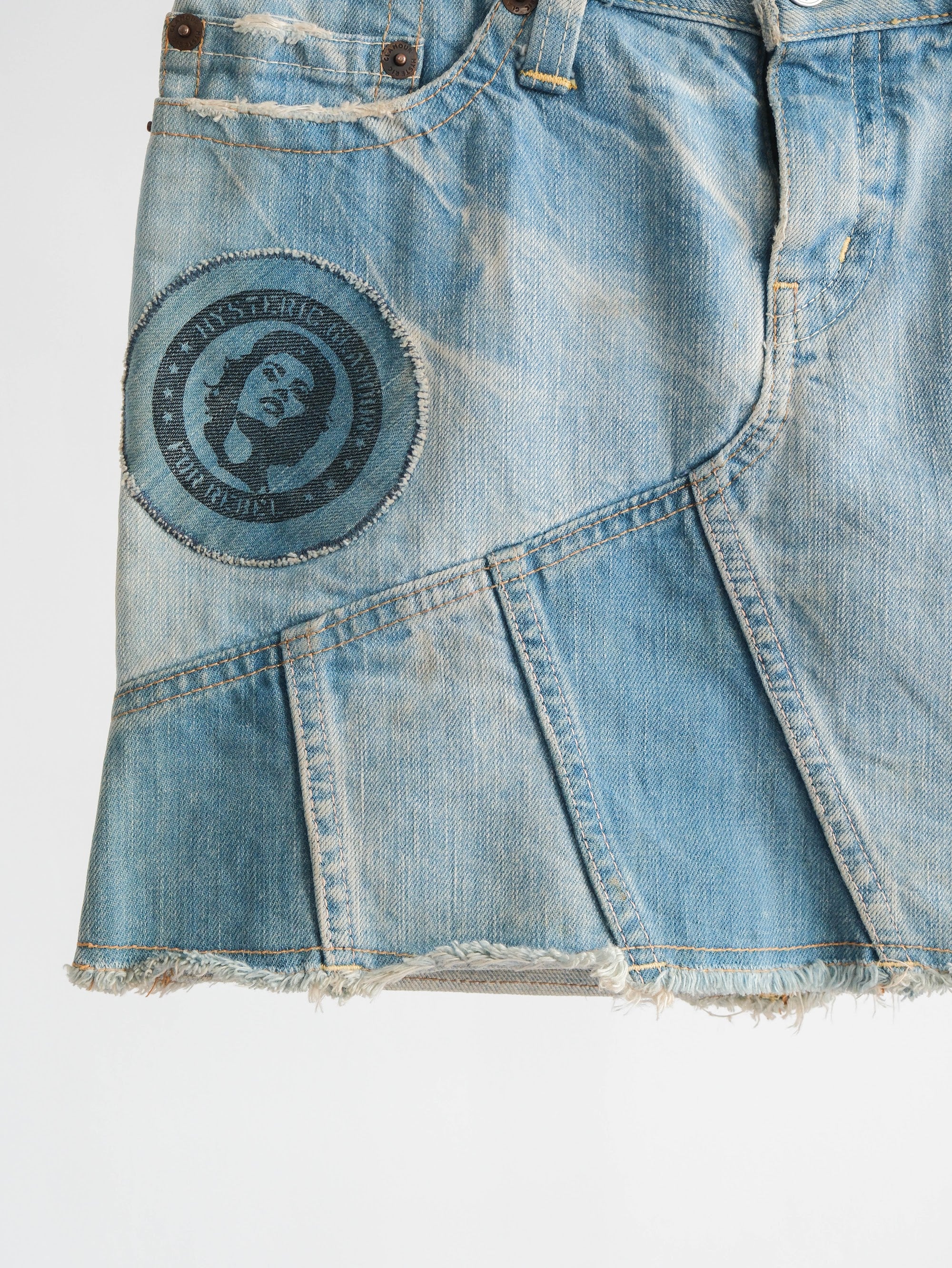 1990s HYSTERIC GLAMOUR PATCHWORK DENIM SKIRT