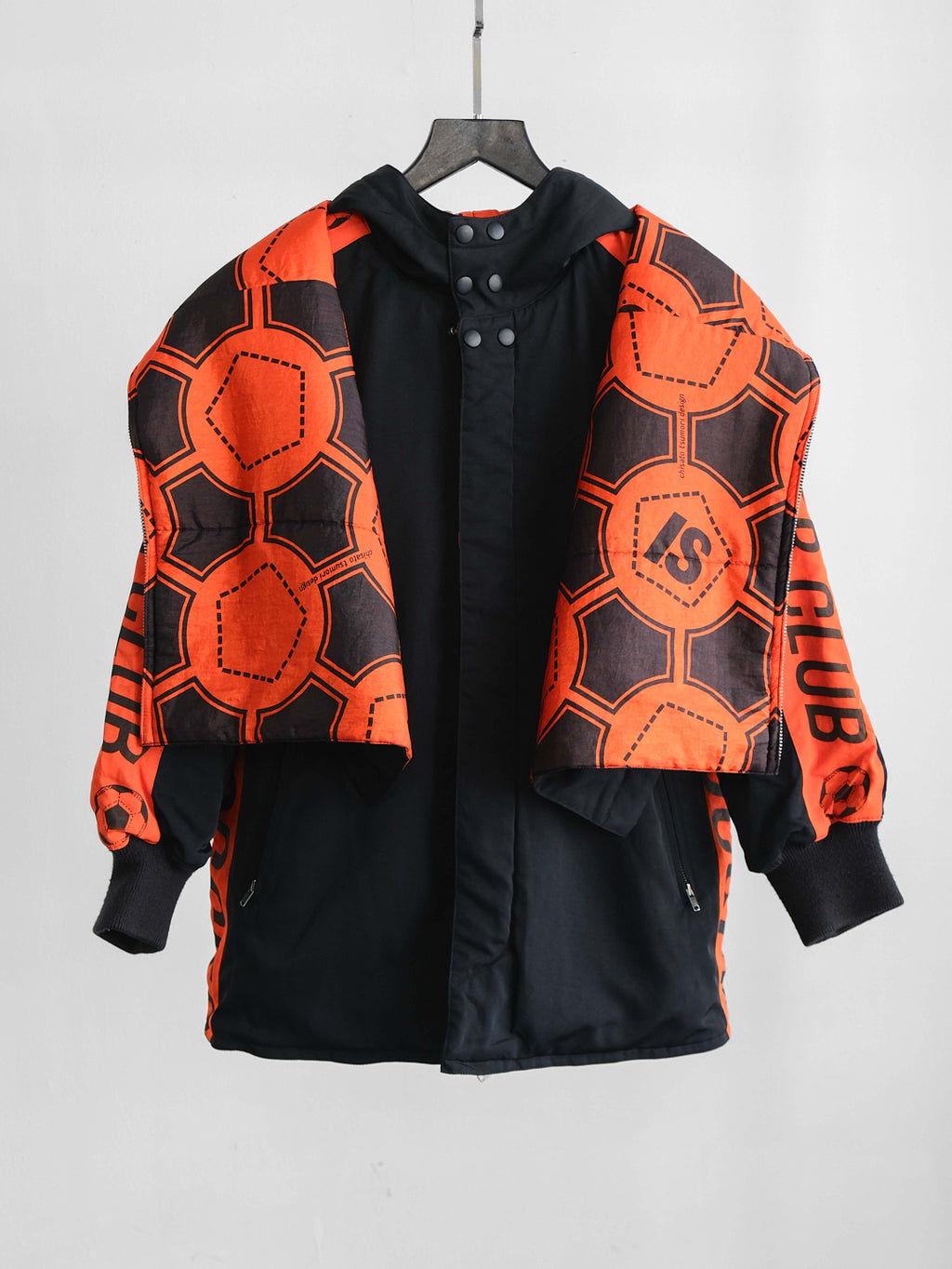 1990s ISSEY MIYAKE GEOMETRIC ORANGE SPORT REVERSIBLE  COAT