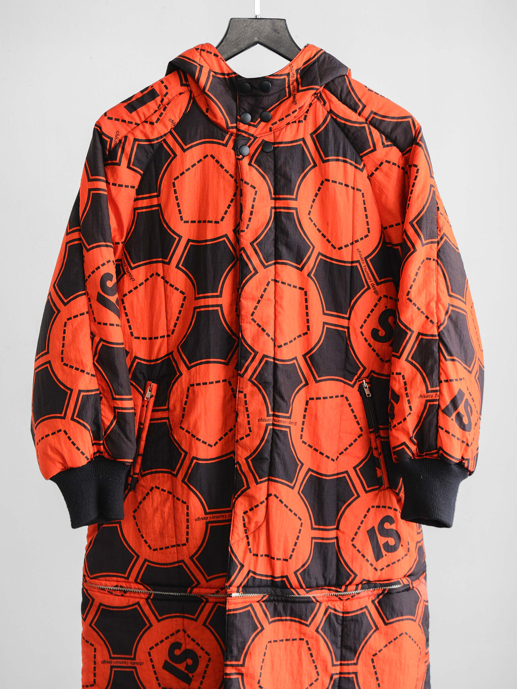 1990s ISSEY MIYAKE GEOMETRIC ORANGE SPORT REVERSIBLE  COAT