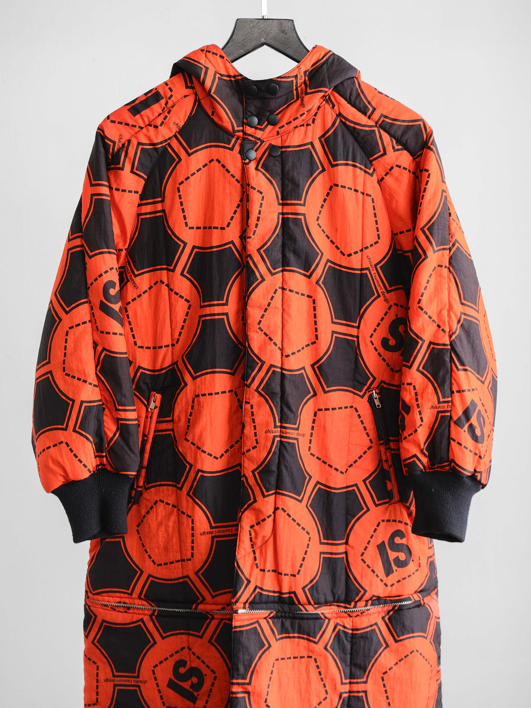 1990s ISSEY MIYAKE GEOMETRIC ORANGE SPORT REVERSIBLE  COAT