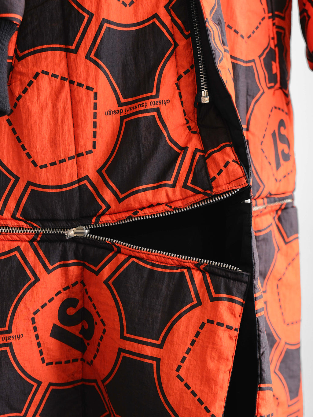 1990s ISSEY MIYAKE GEOMETRIC ORANGE SPORT REVERSIBLE  COAT