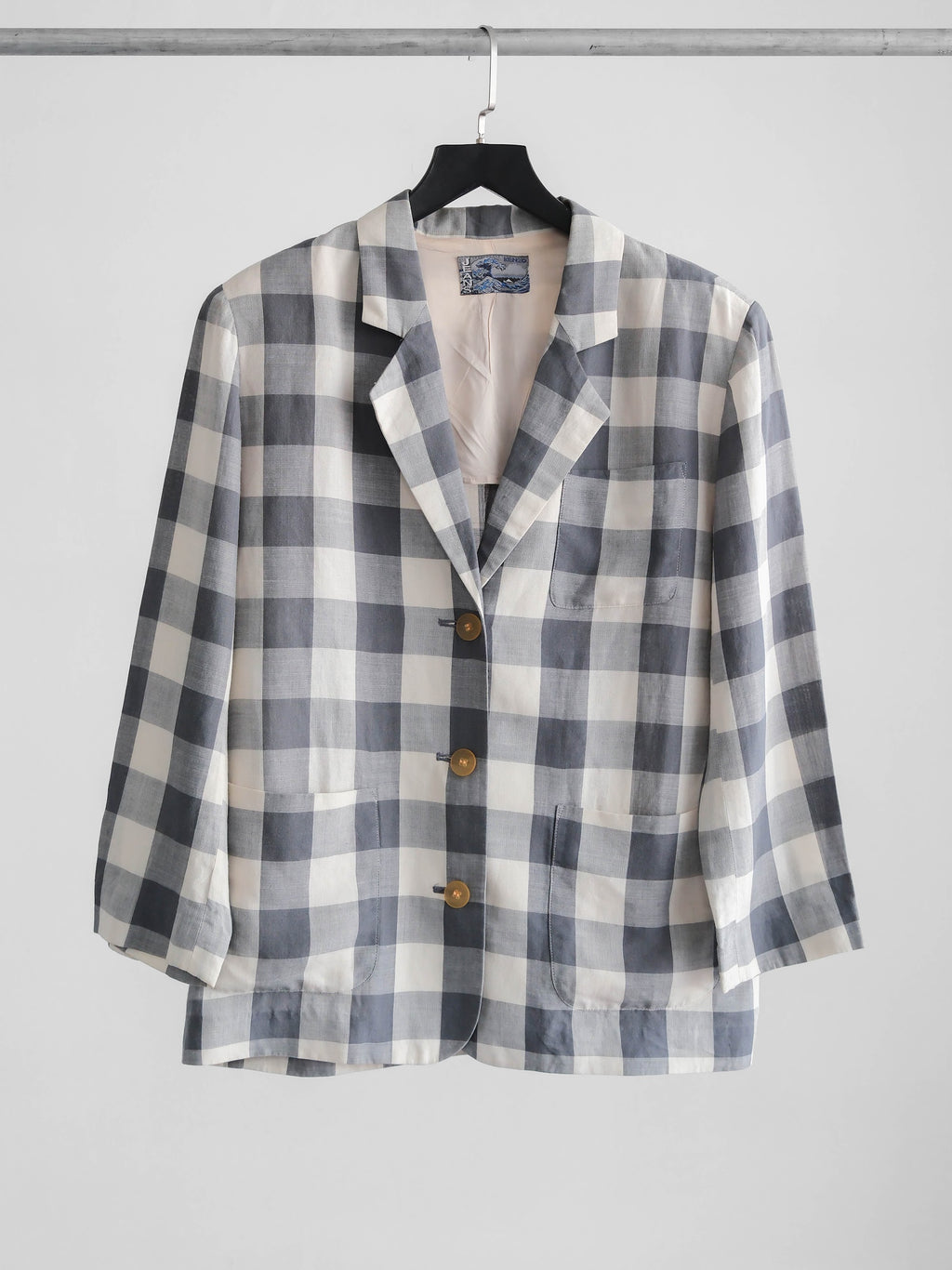 1990s KENZO JEANS PLAID / TARTAN GREY JACKET
