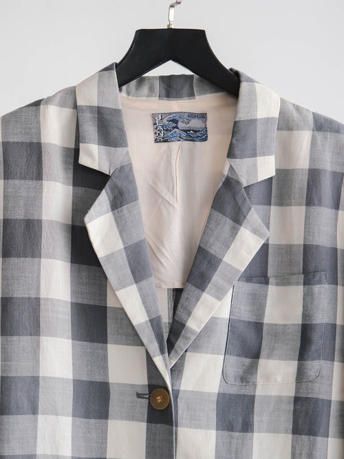 1990s KENZO JEANS PLAID / TARTAN GREY JACKET
