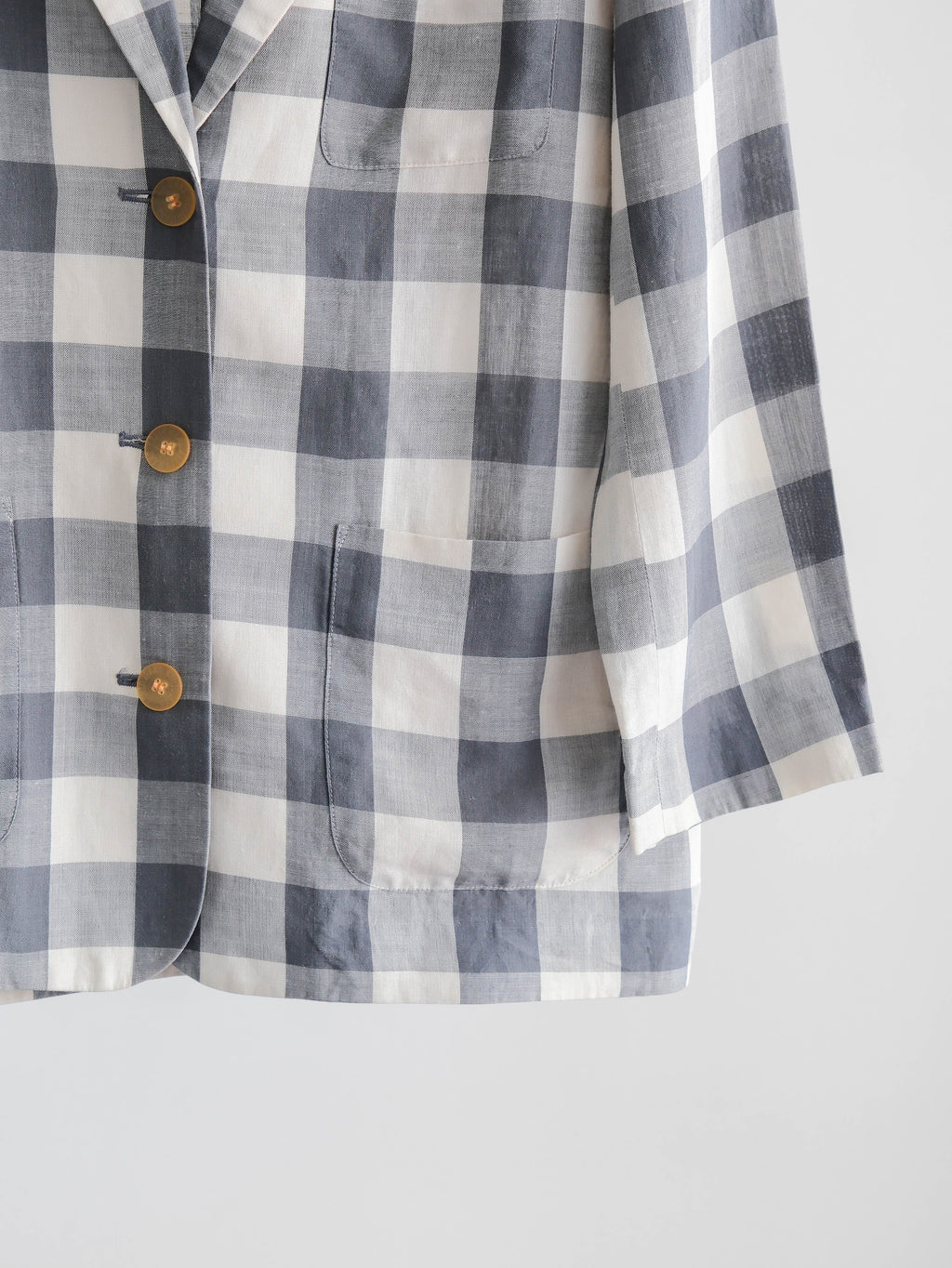1990s KENZO JEANS PLAID / TARTAN GREY JACKET
