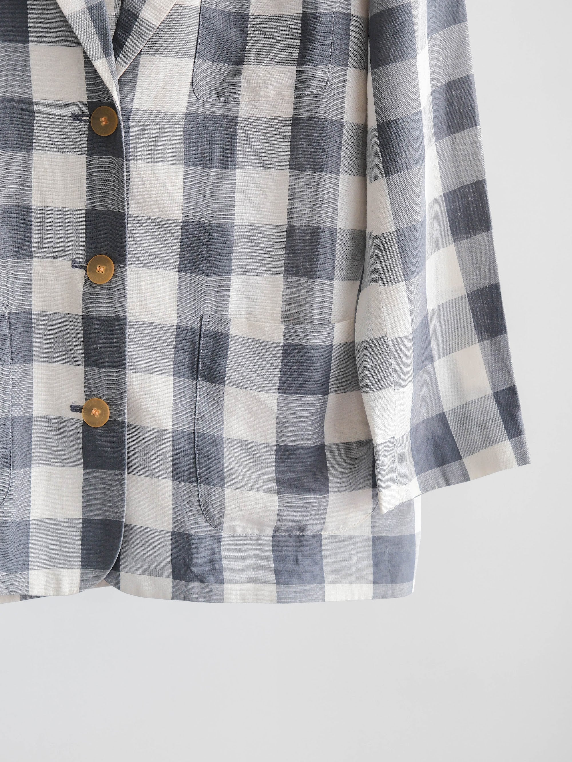 1990s KENZO JEANS PLAID / TARTAN GREY JACKET