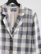 1990s KENZO JEANS PLAID / TARTAN GREY JACKET