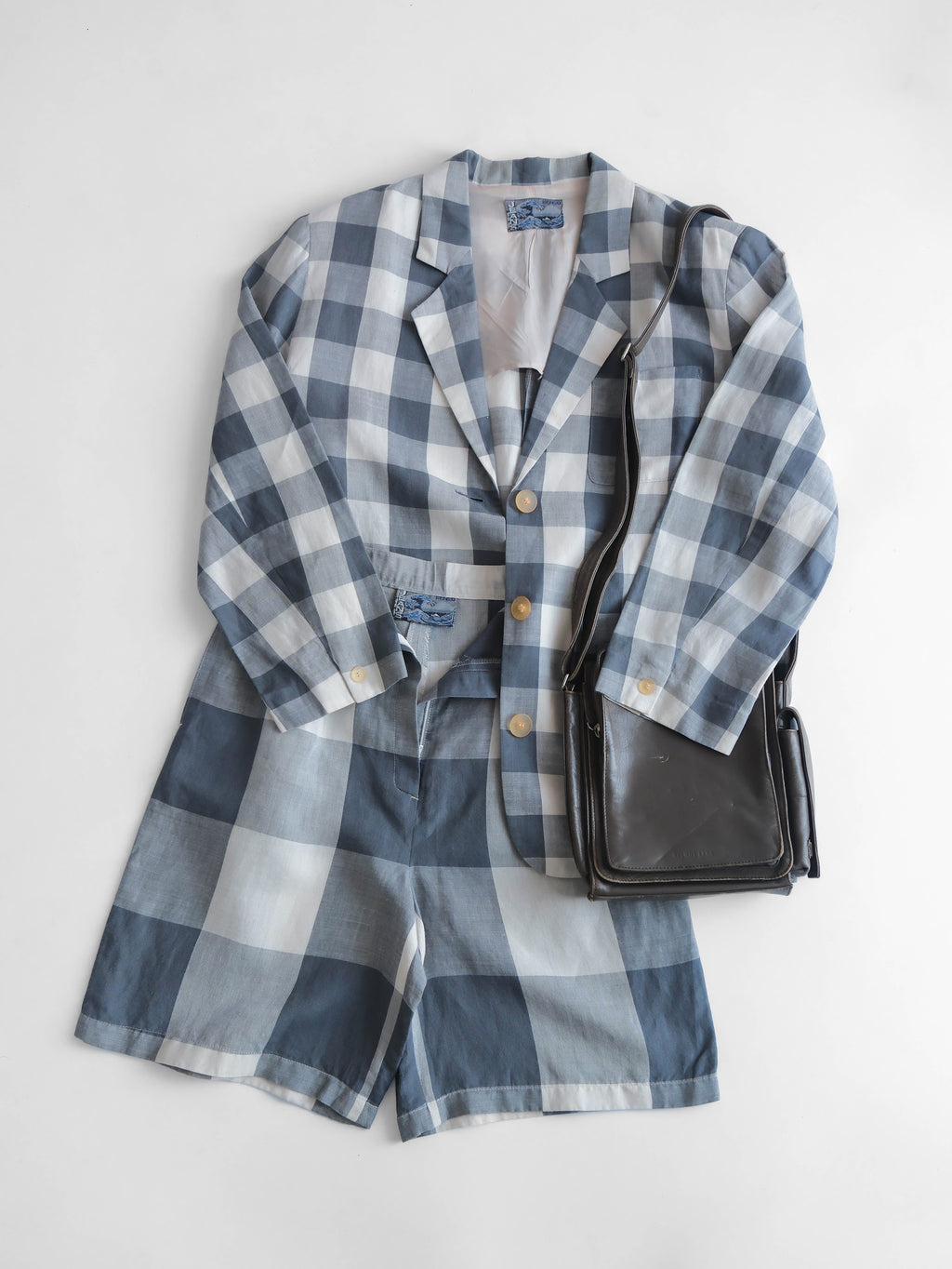 1990s KENZO JEANS PLAID / TARTAN GREY JACKET