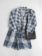 1990s KENZO JEANS PLAID / TARTAN GREY JACKET