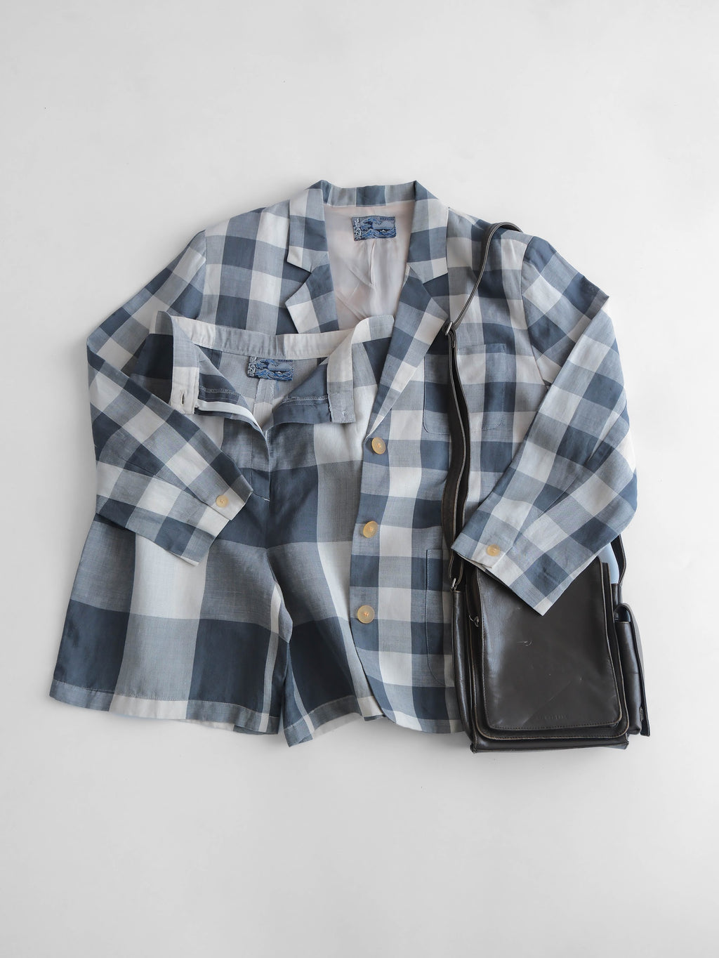 1990s KENZO JEANS PLAID / TARTAN GREY JACKET