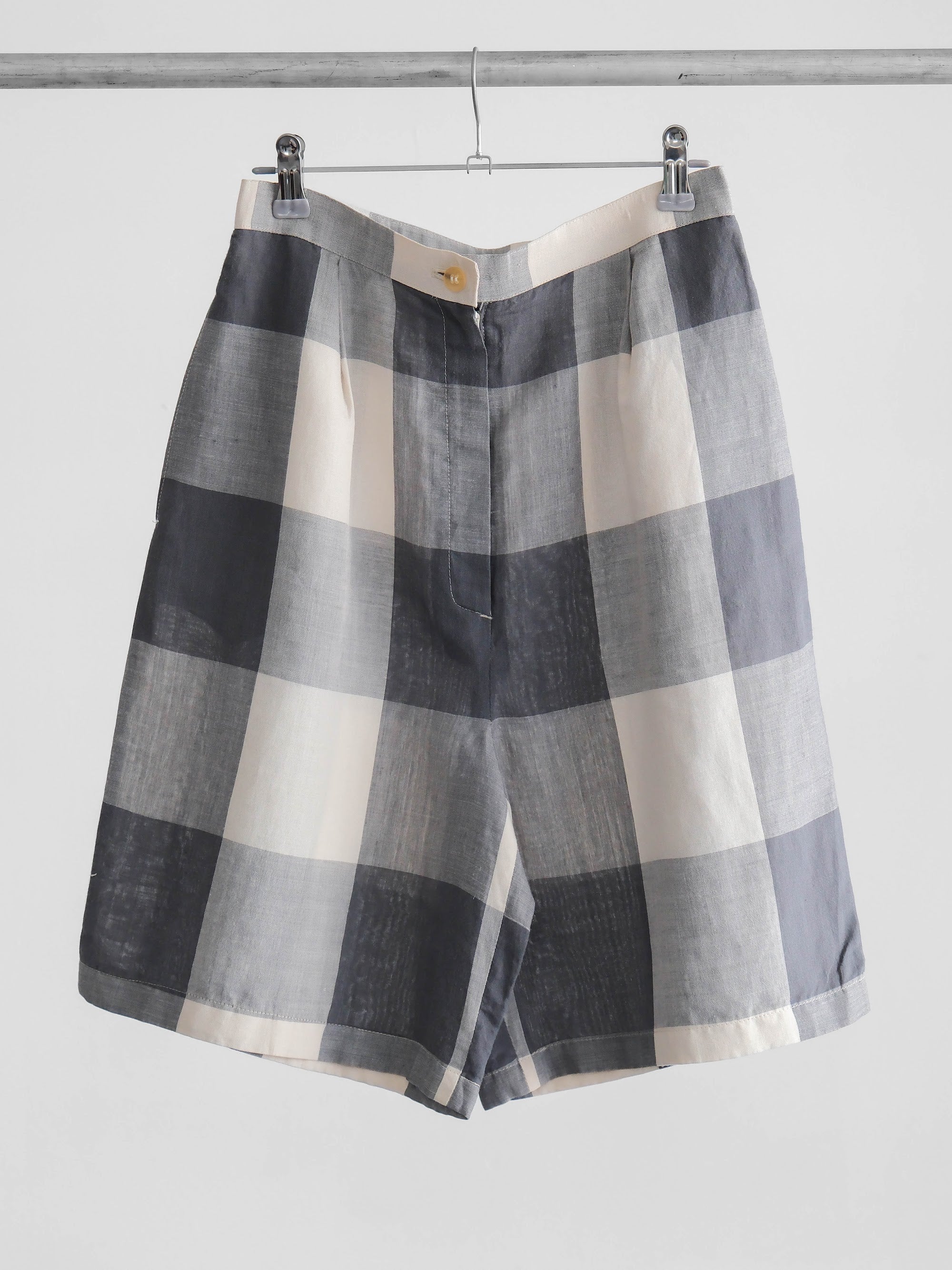 1990s KENZO JEANS PLAID / TARTAN GREY SHORTS