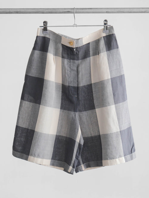 1990s KENZO JEANS PLAID / TARTAN GREY SHORTS
