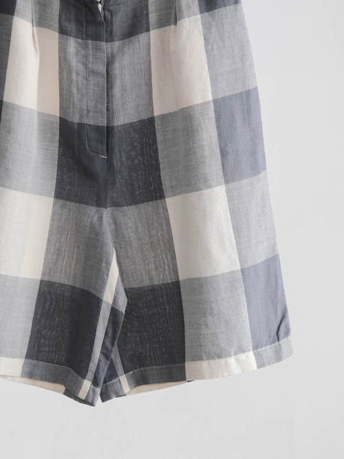 1990s KENZO JEANS PLAID / TARTAN GREY SHORTS