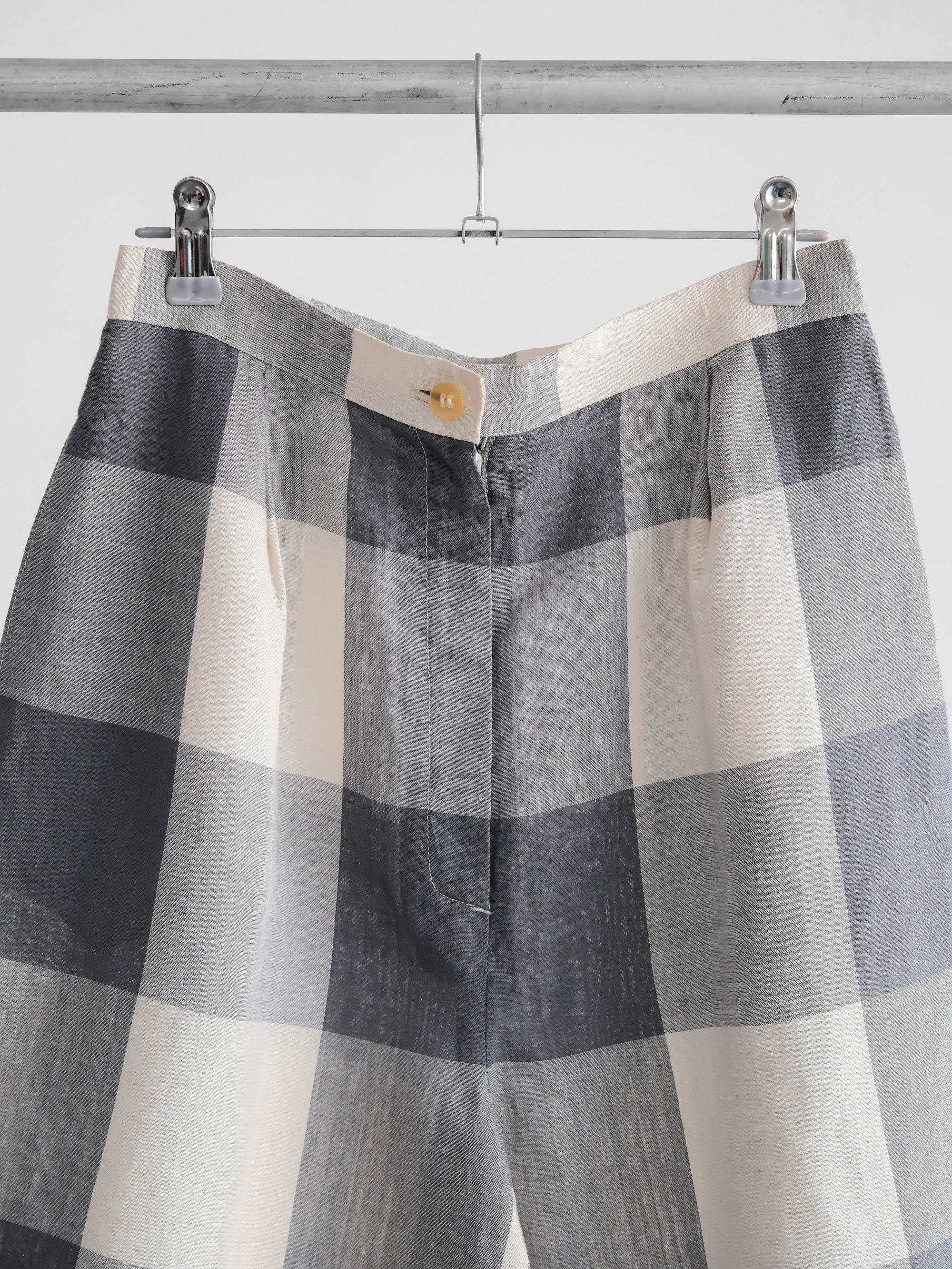1990s KENZO JEANS PLAID / TARTAN GREY SHORTS