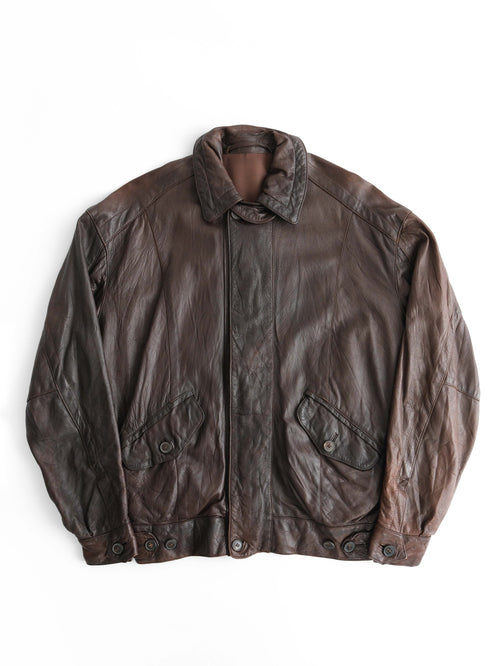 1990s LOEWE BROWN LEATHER BOMBER JACKET