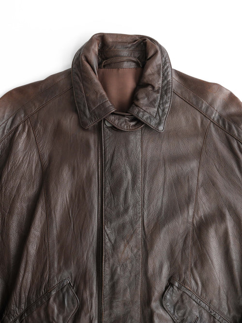 1990s LOEWE BROWN LEATHER BOMBER JACKET