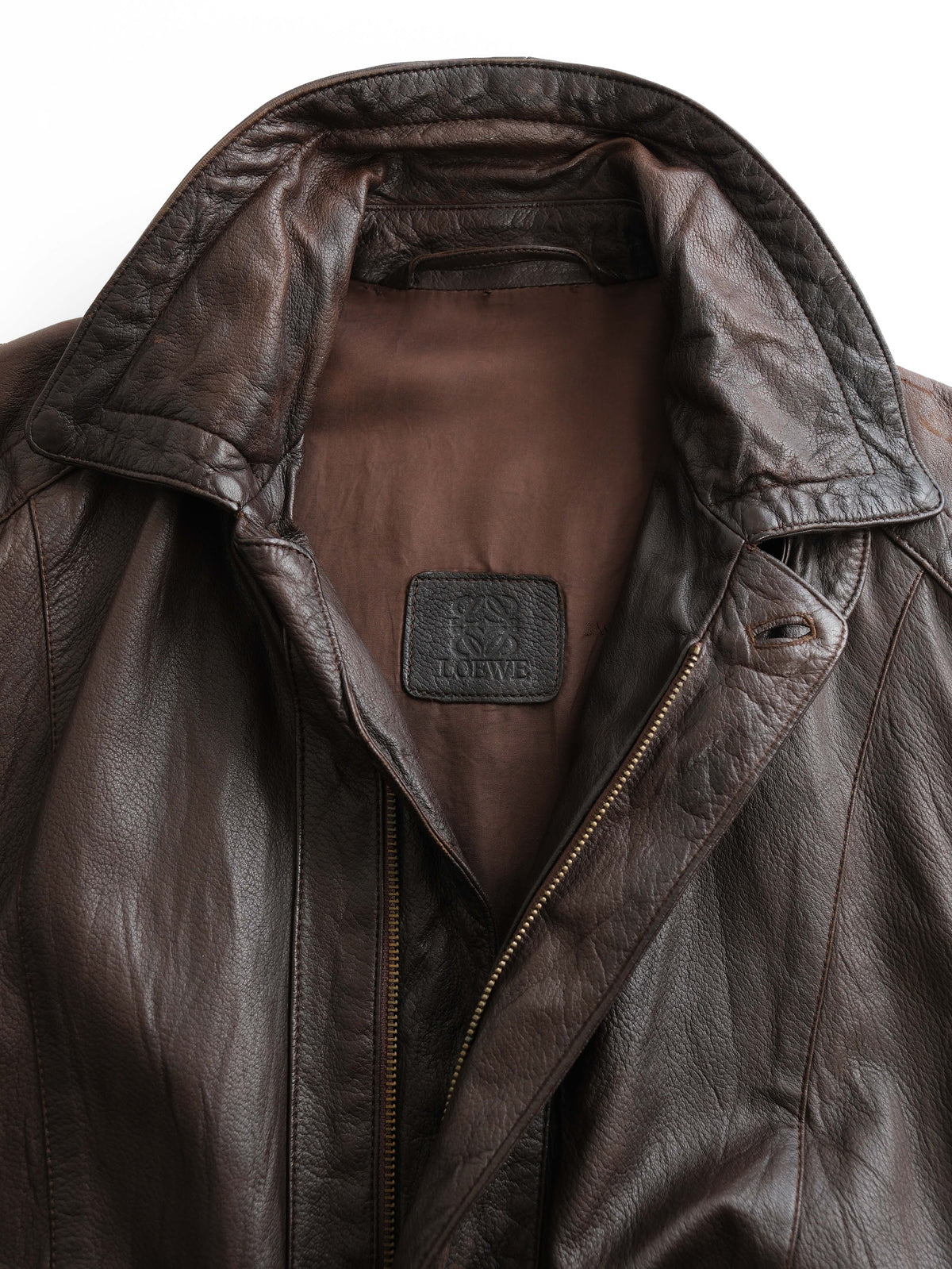 1990s LOEWE BROWN LEATHER BOMBER JACKET