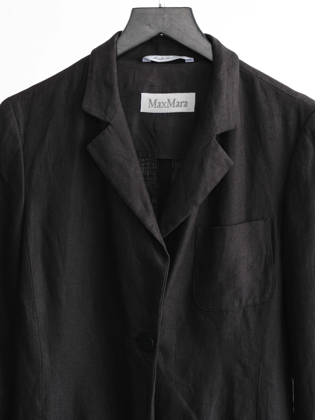 1990s MAXMARA BLACK LINEN BLAZER JACKET