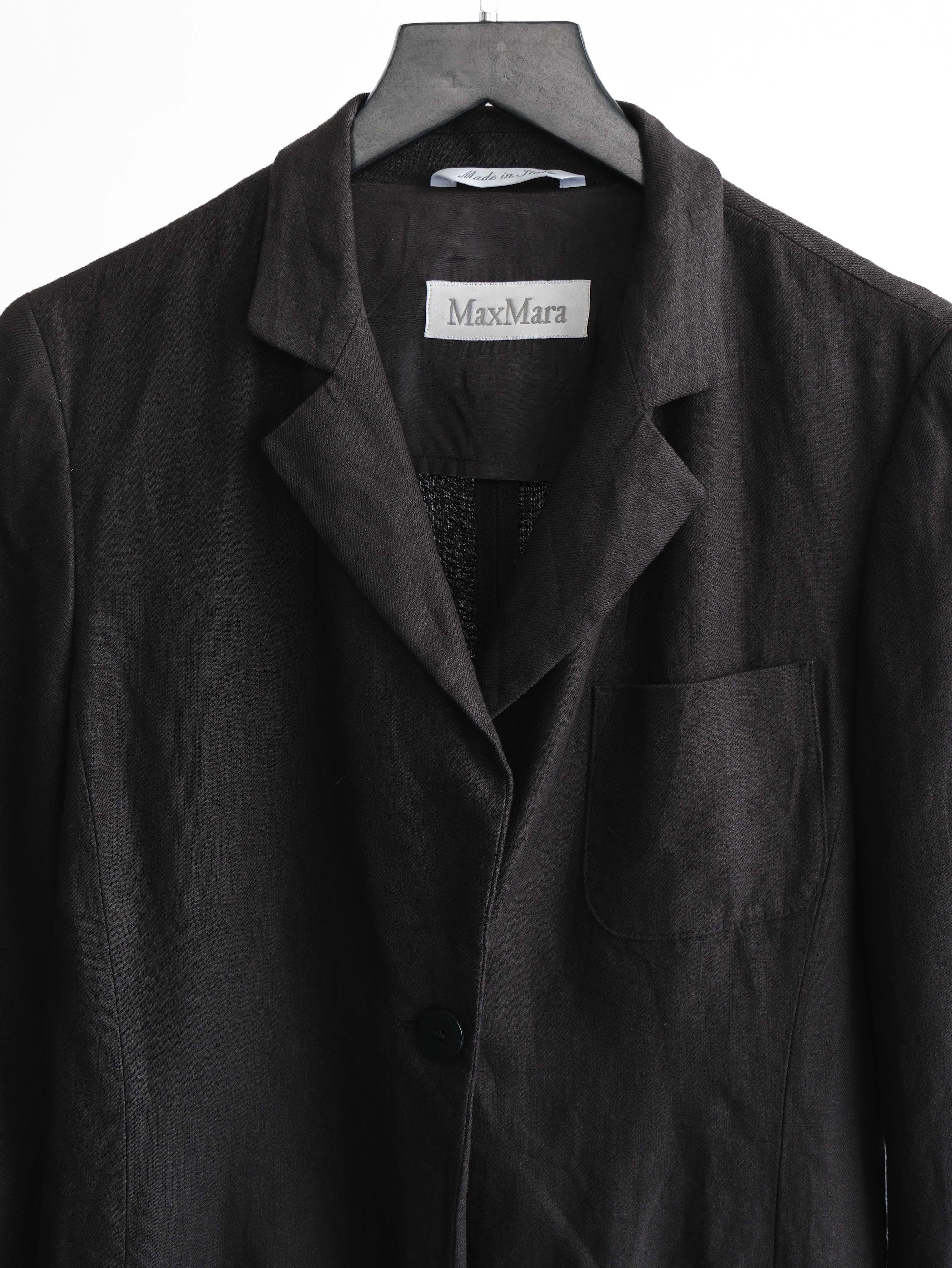1990s MAXMARA BLACK LINEN BLAZER JACKET