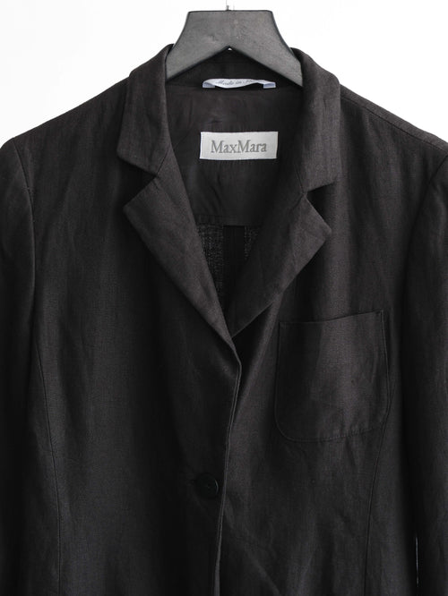 1990s MAXMARA BLACK LINEN BLAZER JACKET