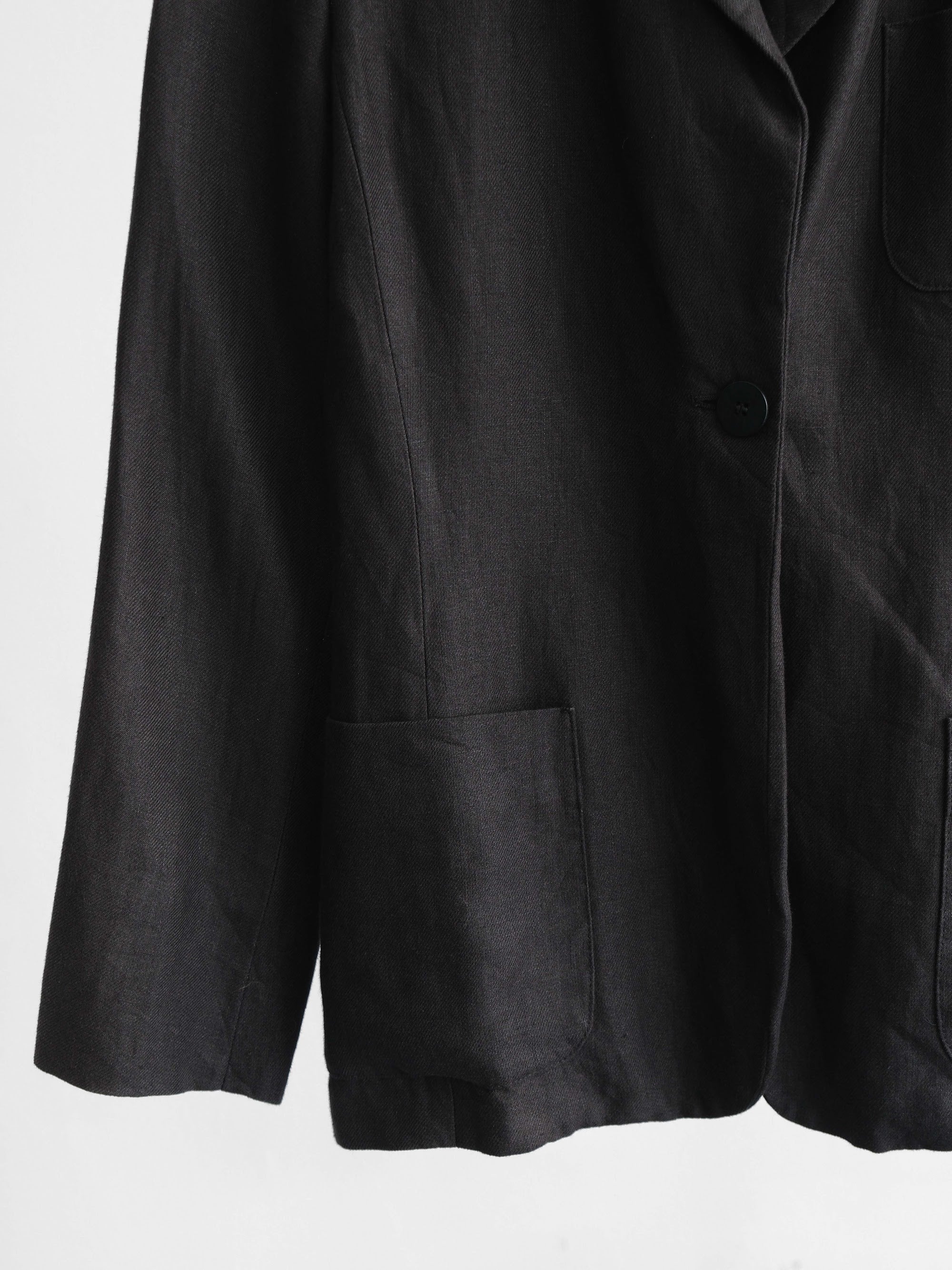 1990s MAXMARA BLACK LINEN BLAZER JACKET