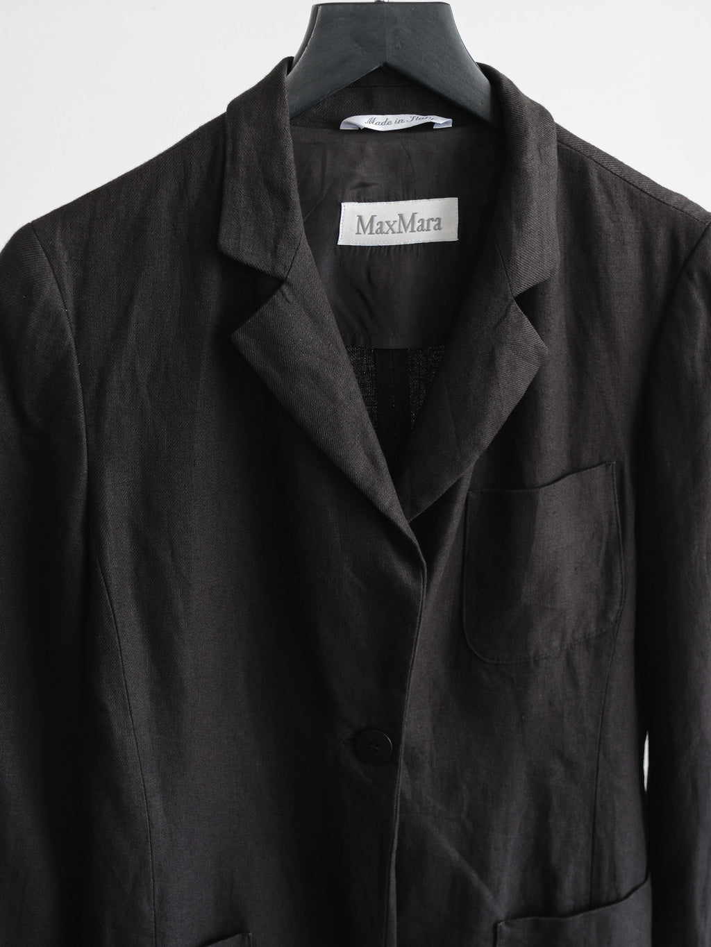 1990s MAXMARA BLACK LINEN BLAZER JACKET