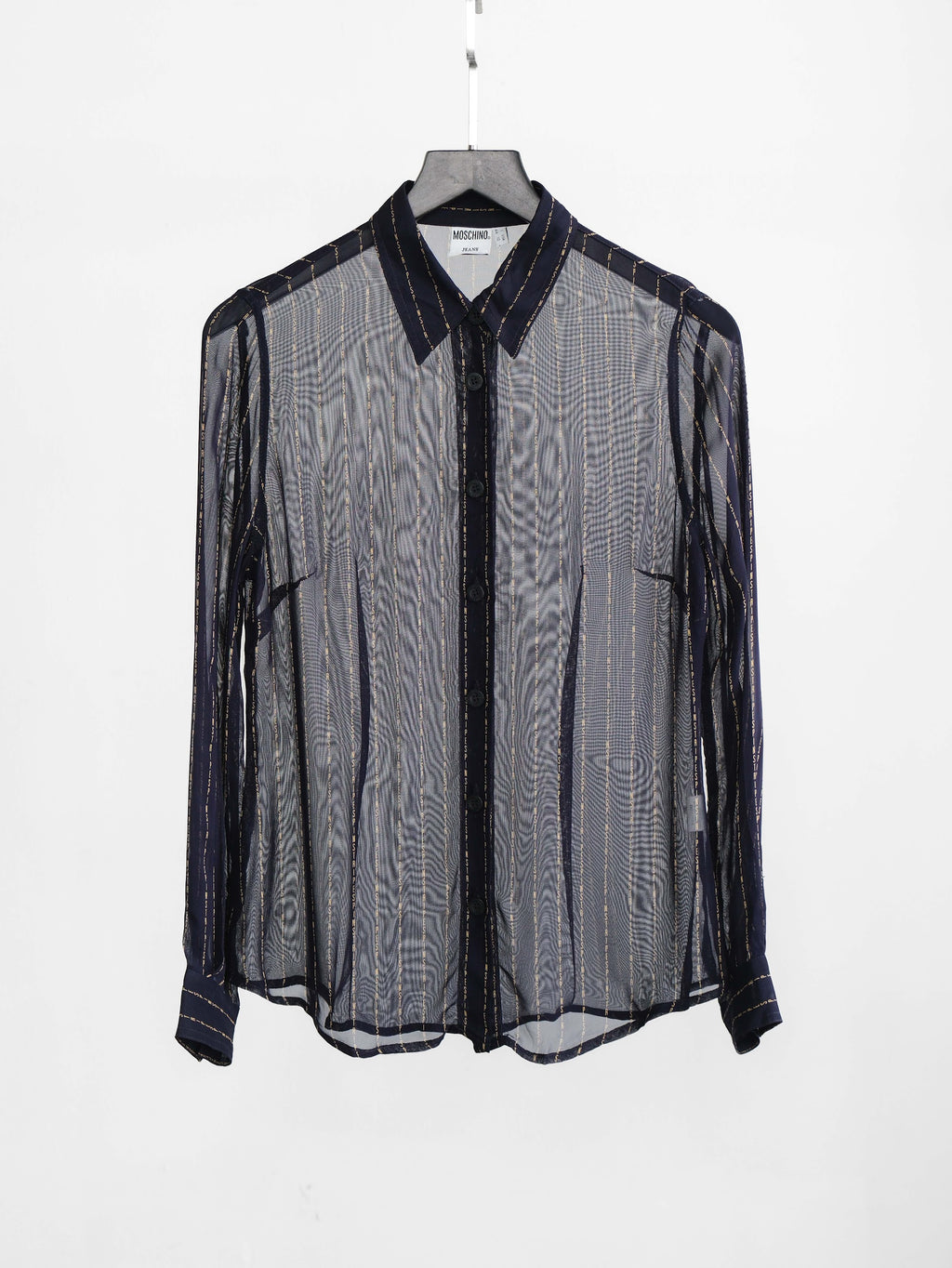 1990s MOSCHINO LACE NAVY JEANS/ STRIPES LS SHIRT