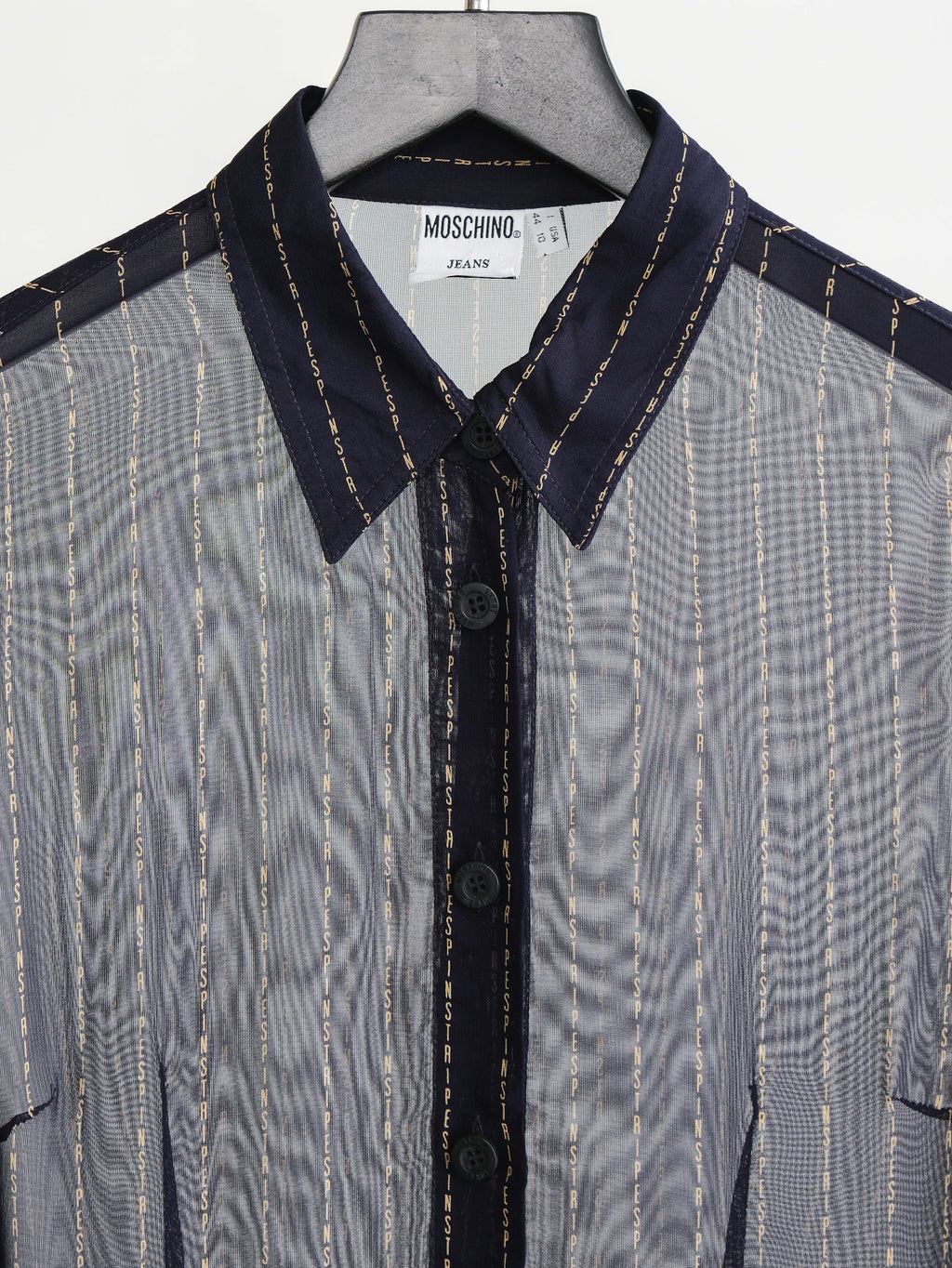 1990s MOSCHINO LACE NAVY JEANS/ STRIPES LS SHIRT