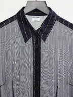1990s MOSCHINO LACE NAVY JEANS/ STRIPES LS SHIRT