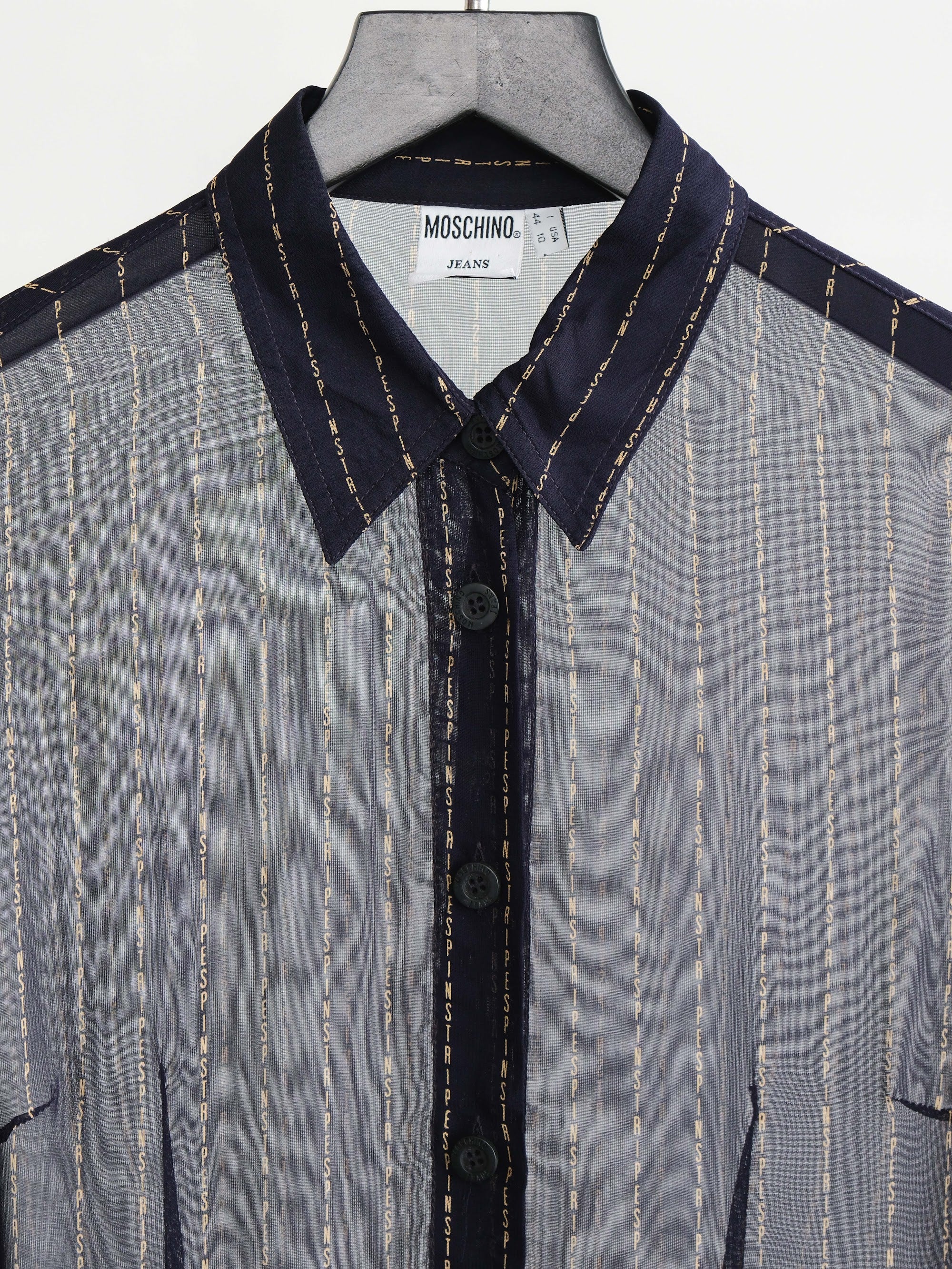 1990s MOSCHINO LACE NAVY JEANS/ STRIPES LS SHIRT